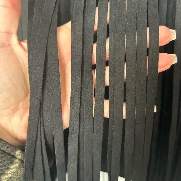 SHEIN Black Suede Fringe Crop Jacket - Picture 4 of 4